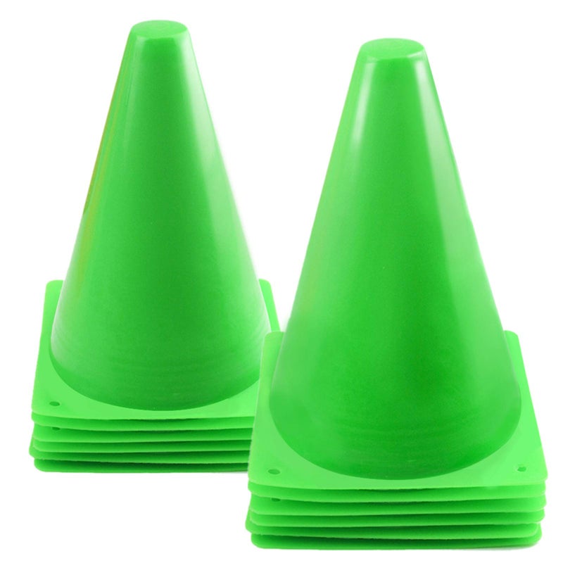 Mirepty 7 Inch Plastic Traffic Cones Sport Training Agility Marker Cone for Soccer, Skating, Football, Basketball, Indoor and Outdoor Games (Green, 12 Pack) - Image 1